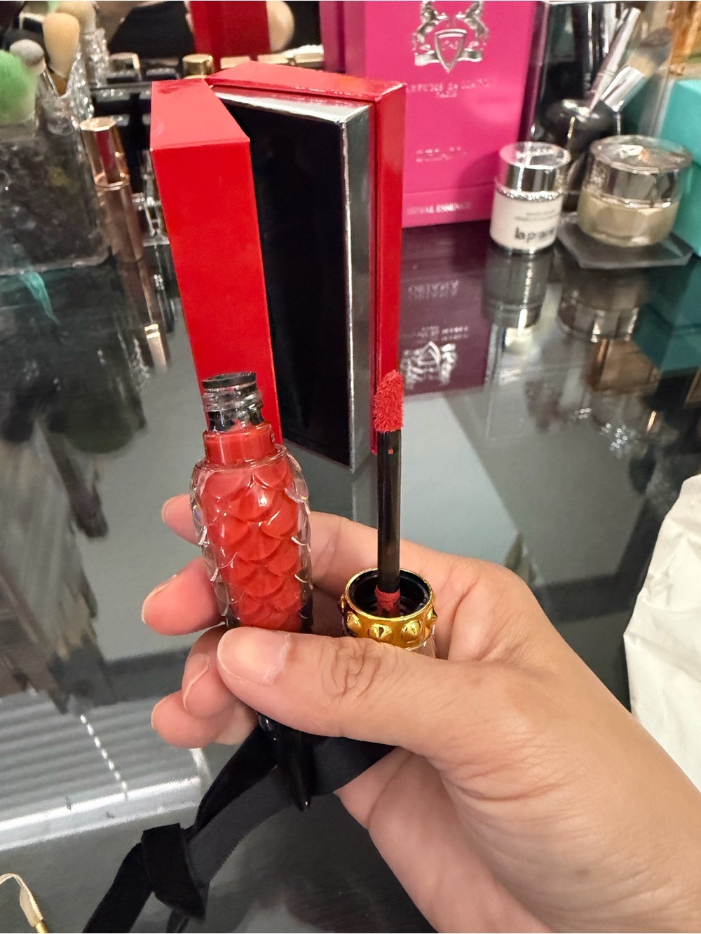 Christian Louboutin Red Lip Gloss with Gold-Trimmed Applicator